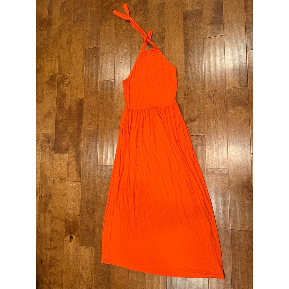 Venus orange halter maxi dress size medium